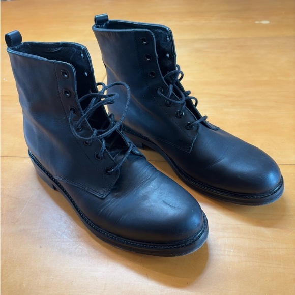 Maje Black Leather Made In Portugal Lace Up Ankle Boots - Picture 1 of 11